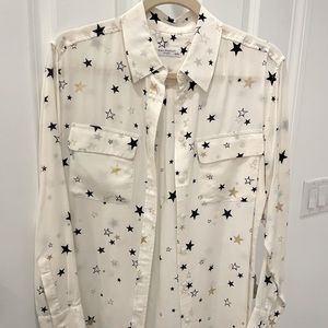 White silk blouse with stars